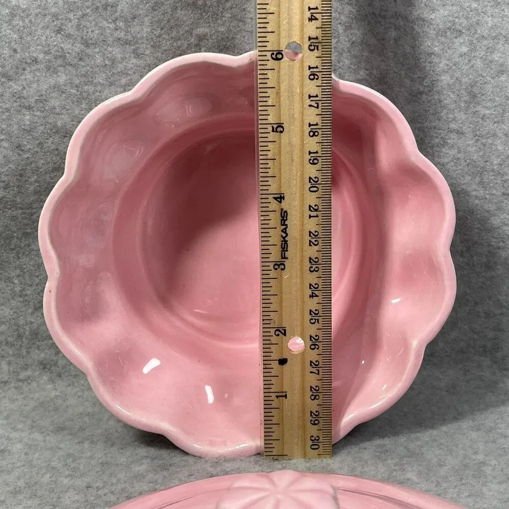 Vintage California Pottery‎ Pink Covered Dish 106  Mid Century Made in USA 1960s